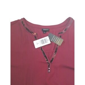 Torrid Women's Burgundy Sequin V-Neck Short Sleeve‎ Blouse Top Plus Size 3